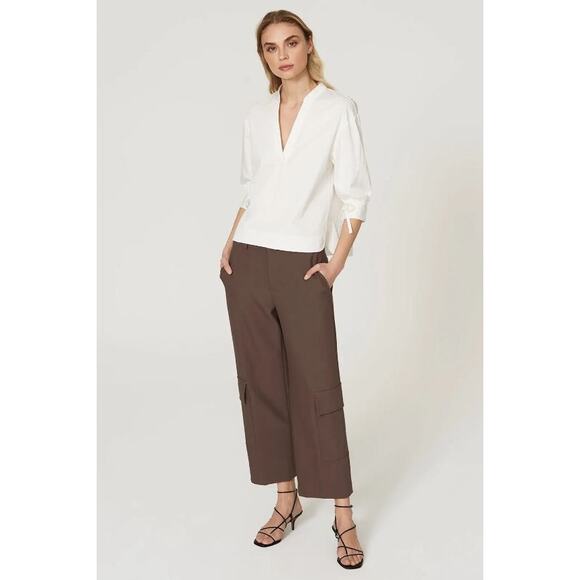 Rebecca Taylor White Three Quarter Sleeve Blouse L - Picture 1 of 8